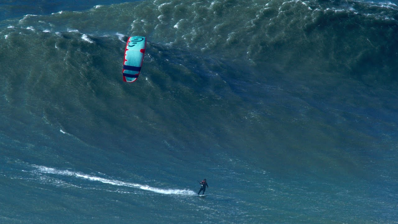 World Record Biggest Wave Kite Surfed in 80 to 100 foot Nazare - Electronica Version