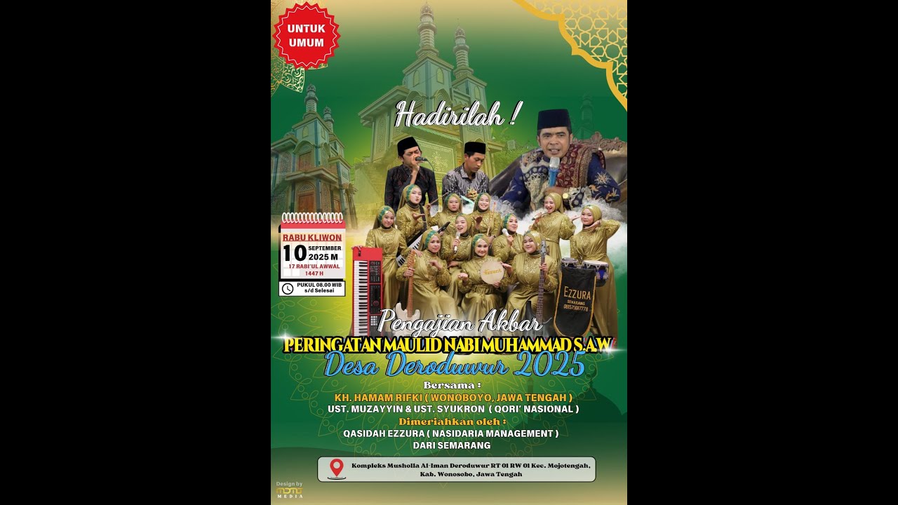 Peringatan Maulid Nabi Muhammad SAW  Deroduwur Mojotengah Wonosobo Di Meriahkan Qasidah Ezzura