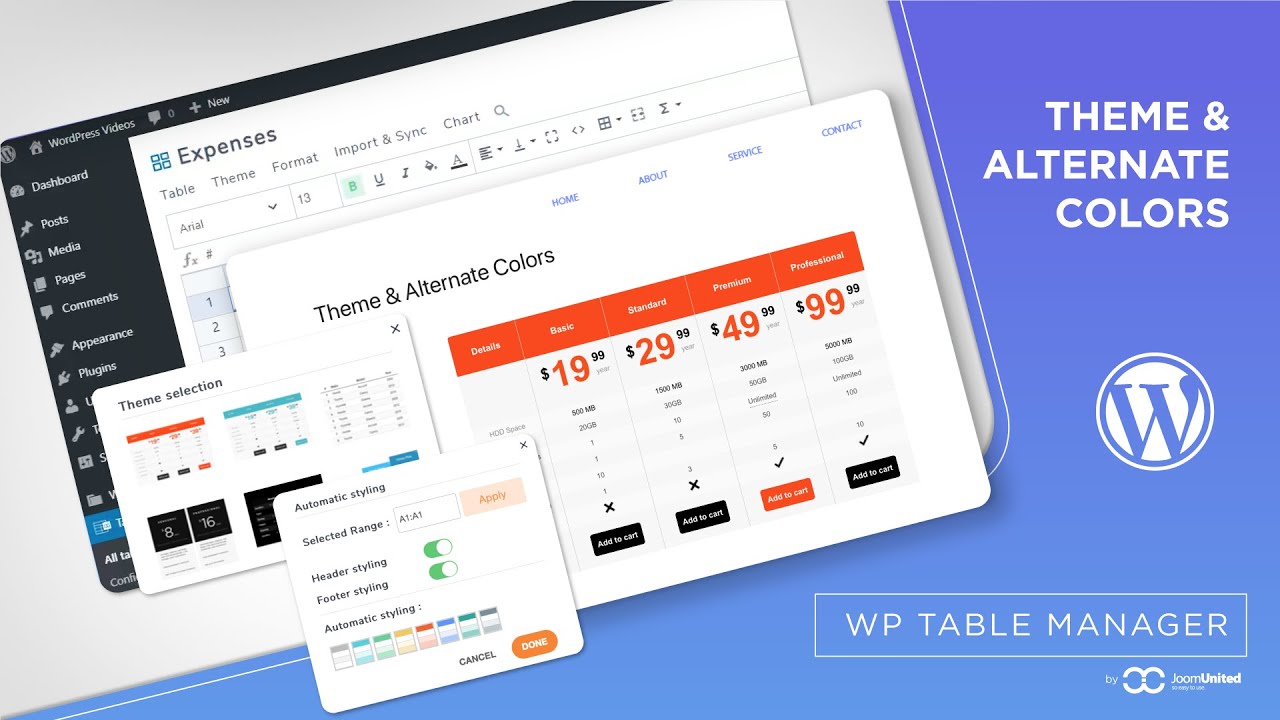WP Table Manager theme and alternate colors