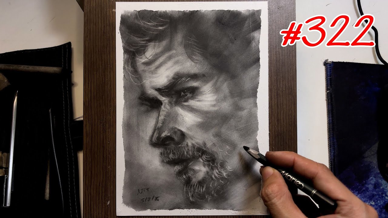 Charcoal #322: ASMR DRAWING & RELAX (THOR)