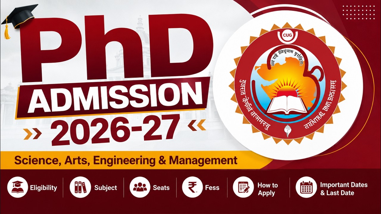 Central University of Gujarat PhD Admission 2026-27 | Eligibility, Dates, Subjects & Fees
