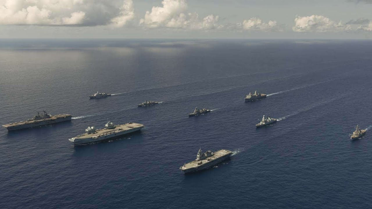 Royal Navy flagship HMS Queen Elizabeth woos the Japanese joins major military drill in the Pacific