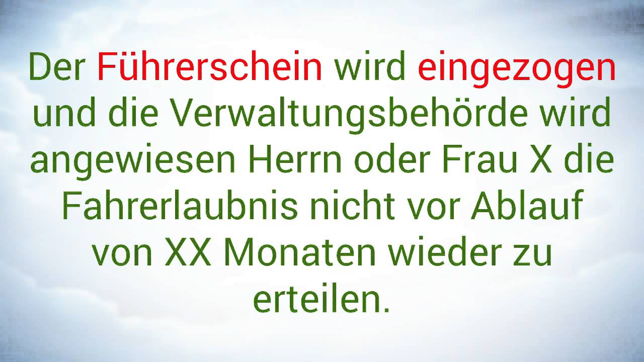 Die Führerscheinsperrfrist