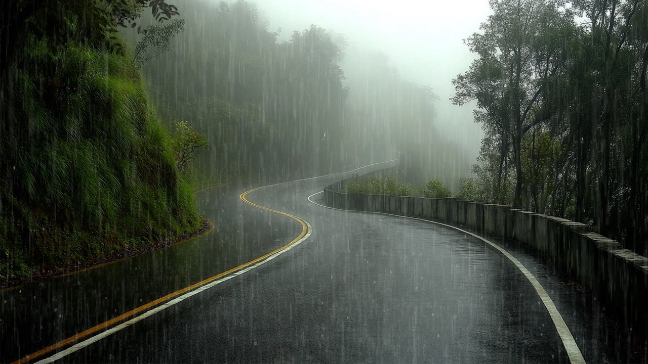 Ease Into Deep Sleep in 4 Minutes with Heavy Rain and Thunder on a Deserted Road