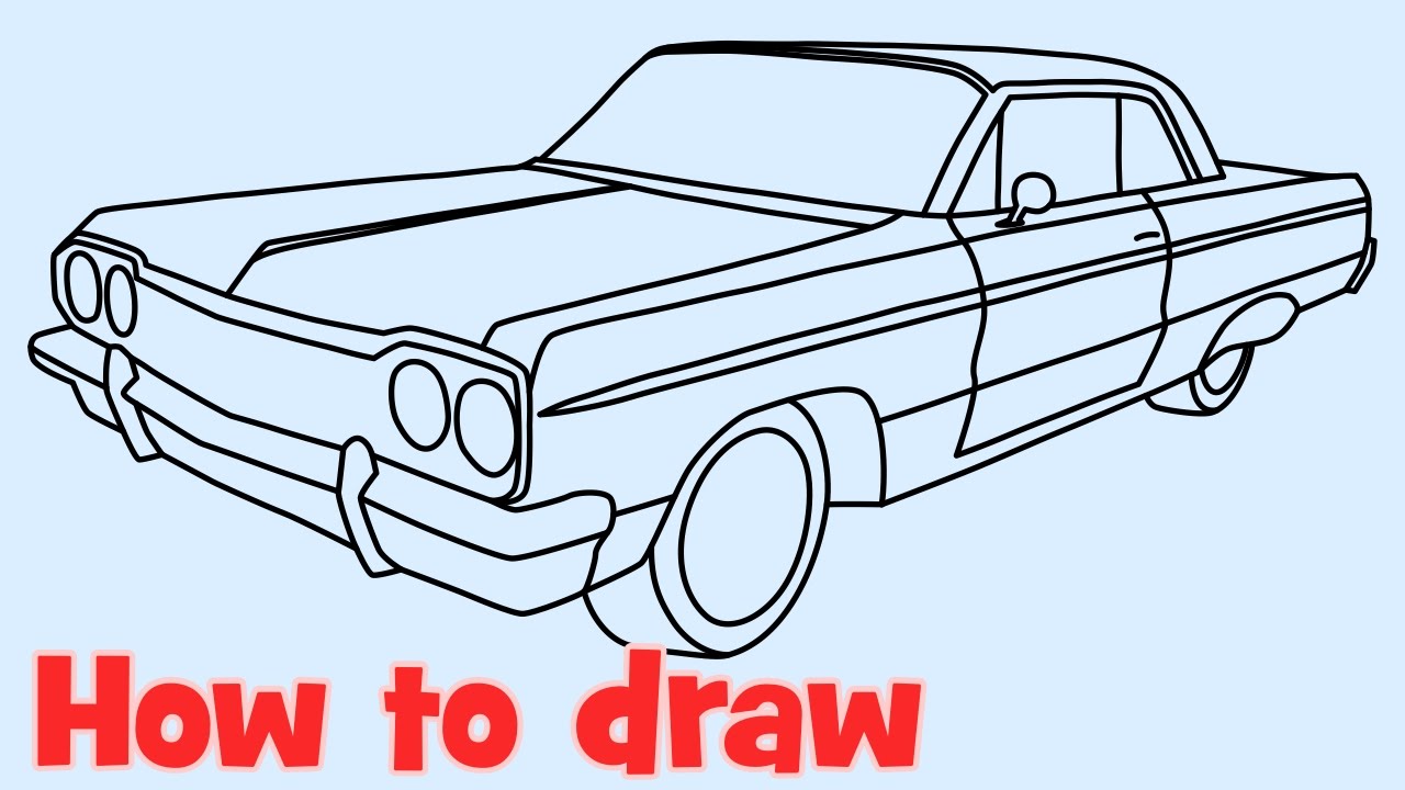 How to draw a car Chevrolet Impala lowrider﻿ 1964