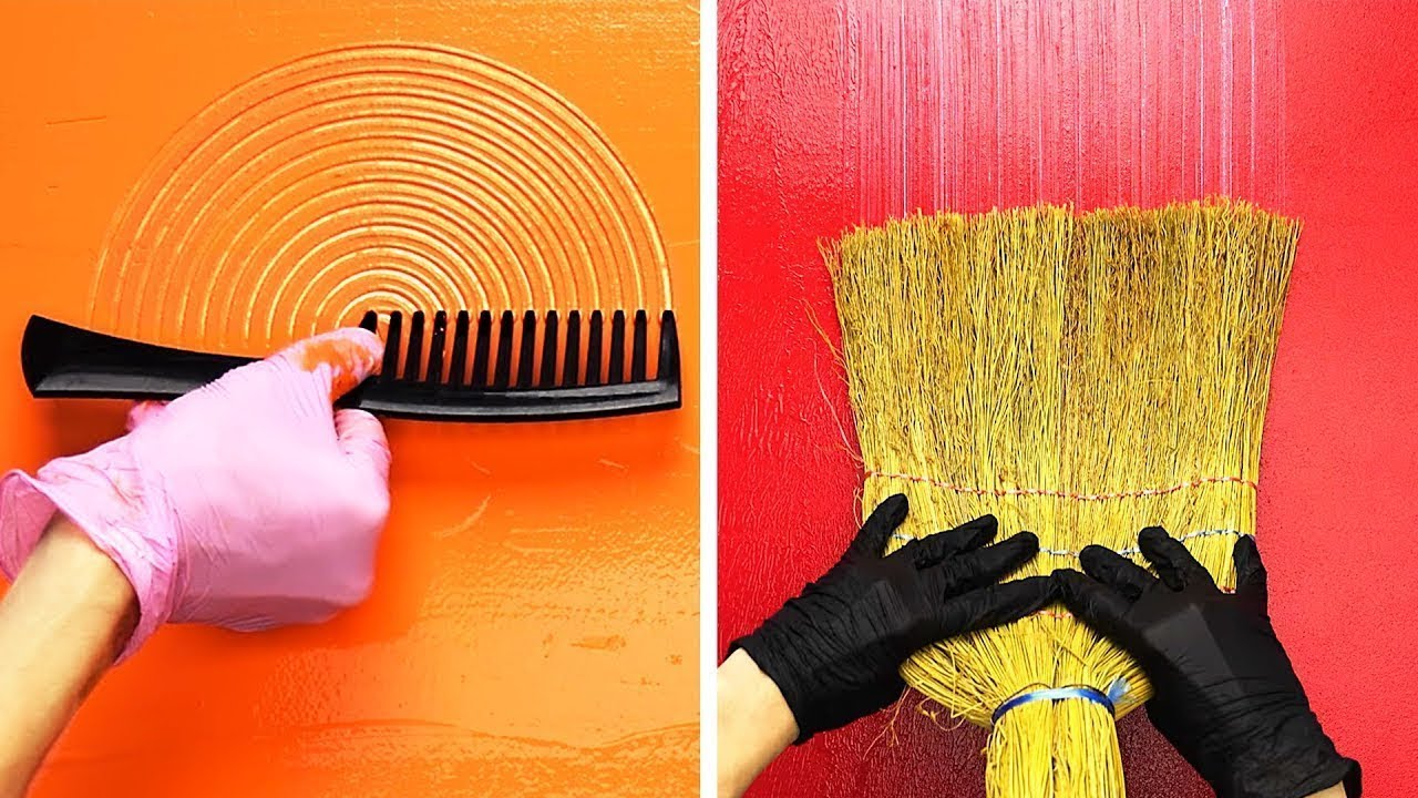 23 IDEIAS DE PINTURAS DE PAREDES UTILIZANDO COISAS COMUNS