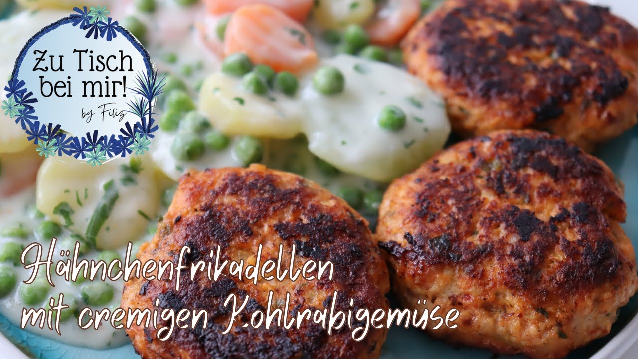 Так вкусно! / Куриные лепешки со сливочными овощами кольраби / просто (английские субтитры)