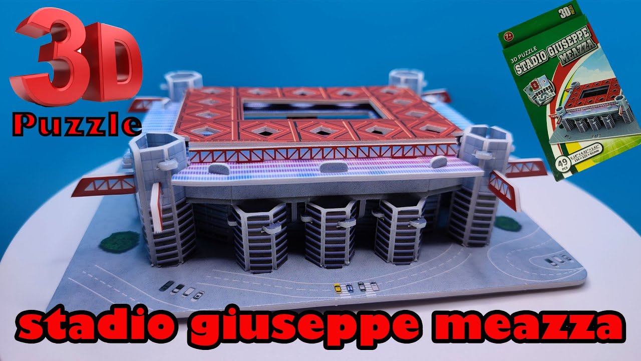 Mini copy of the stadium Giuseppe Meazza. 3D puzzle. Milan team stadium