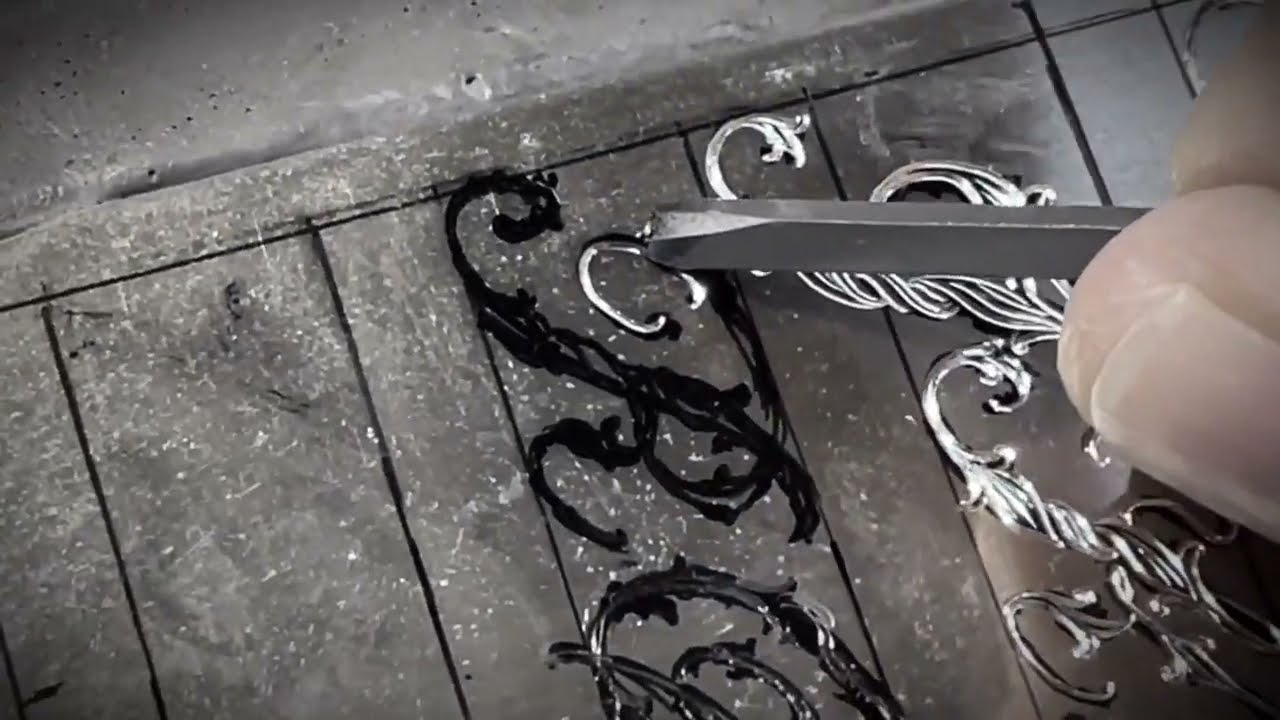 【 Arabesque Script 8 『 O P Q R 』】engraving Sanple Plate Burin Hand Engraving  彫金 彫刻 サンプル プレート
