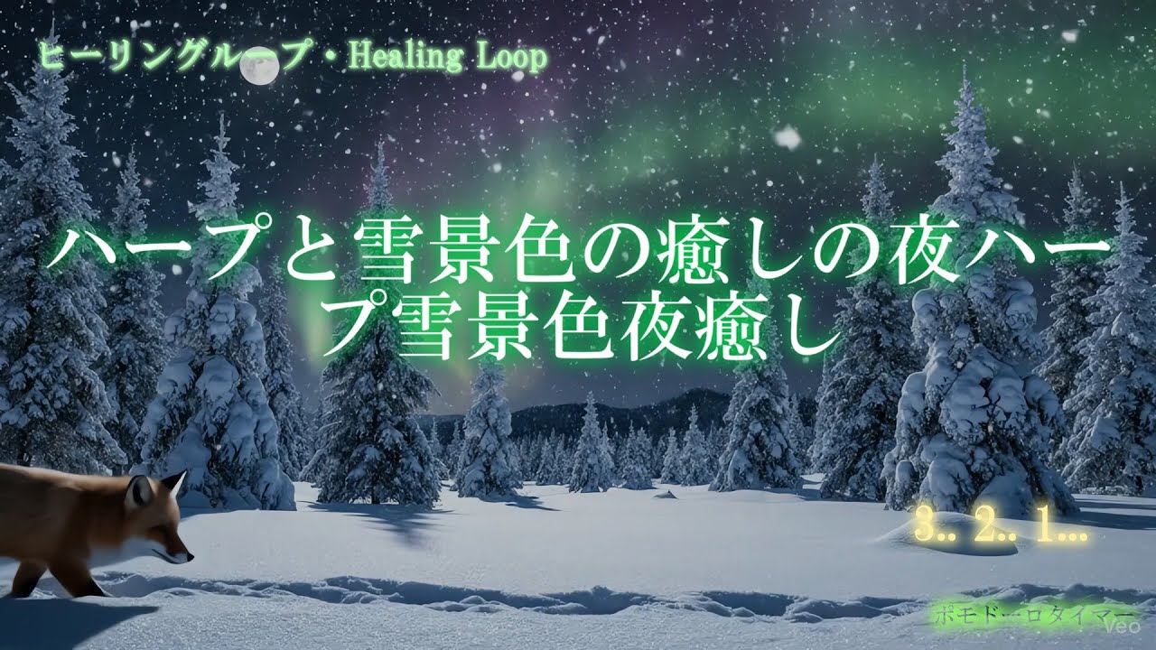 【ヒーリング ループ/Healing Loop】ハープと雪景色の癒しの夜 癒し うっとり 夢音安眠 森撫心寝 瞑想快楽 BGM MV