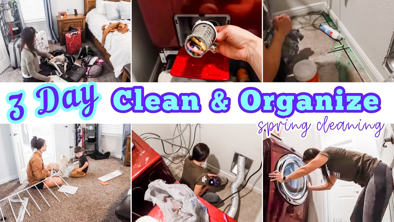 3 DAY CLEAN WITH ME | MESSY HOUSE CLEANING | LAUNDRY ROOM & CLOSET DEEP CLEAN & ORGANIZE