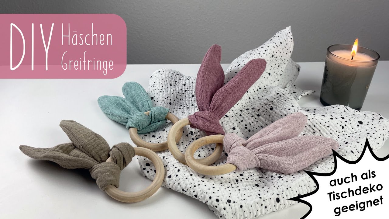 DIY Greifringe mit Hasenohren | Knister Häschen Babyspielzeug | Serviettenringe Oster Deko
