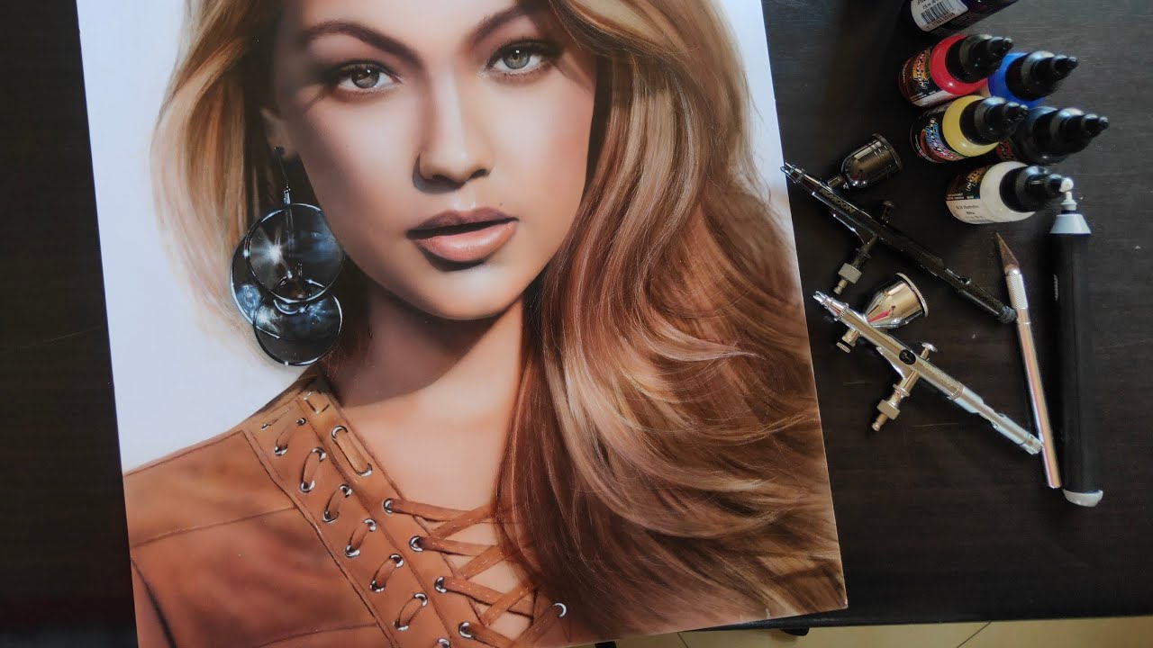 Airbrush Painting - Gigi Hadid 😱| Hyper REALISM