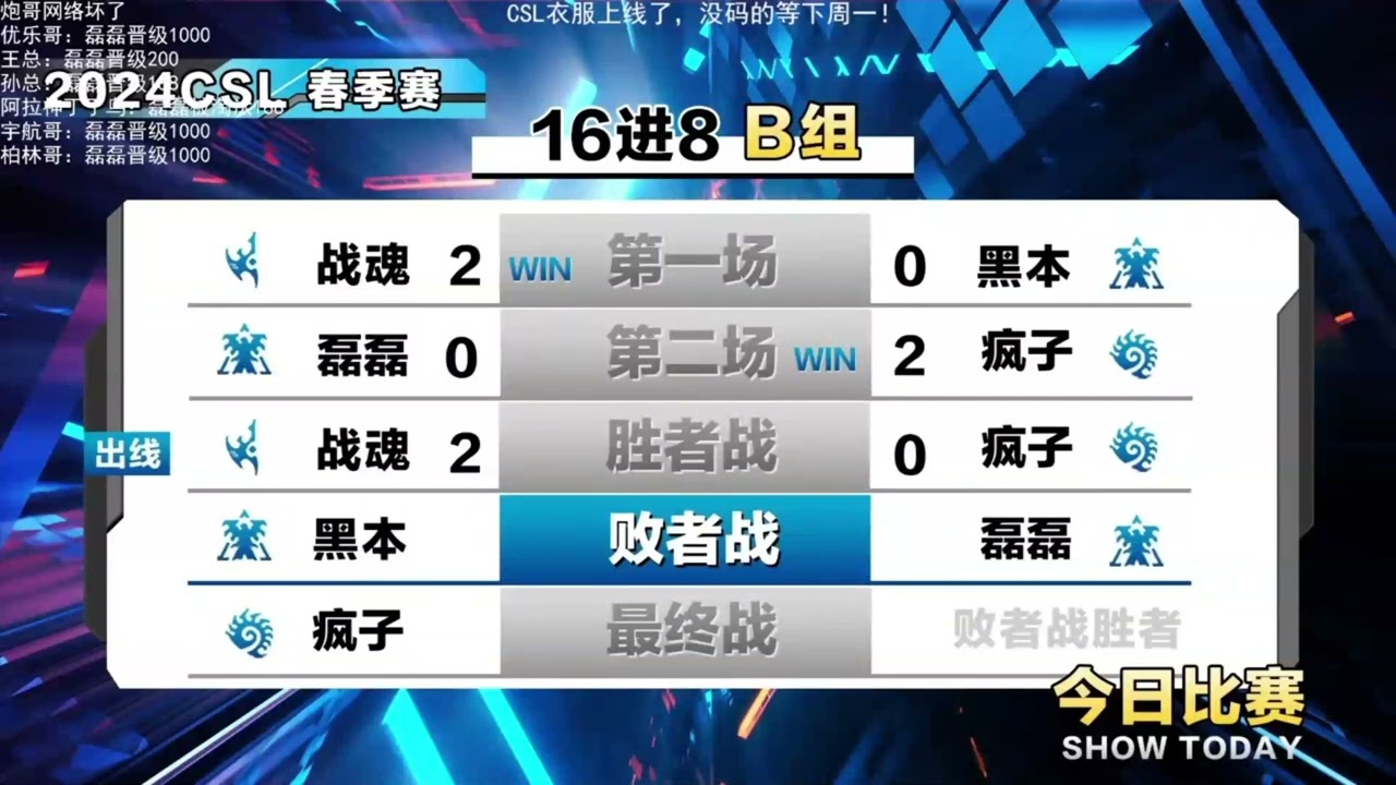 CSL2024春季赛16强B组 战魂  黑本 疯子 磊磊 4   20240529