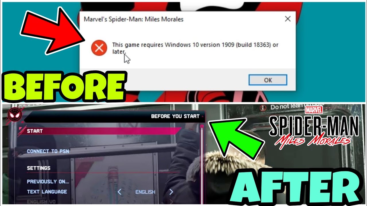 Marvel Spider Man Miles Morales This Game Requires Windows 10 Version 1909 or Later | Run Error Fix