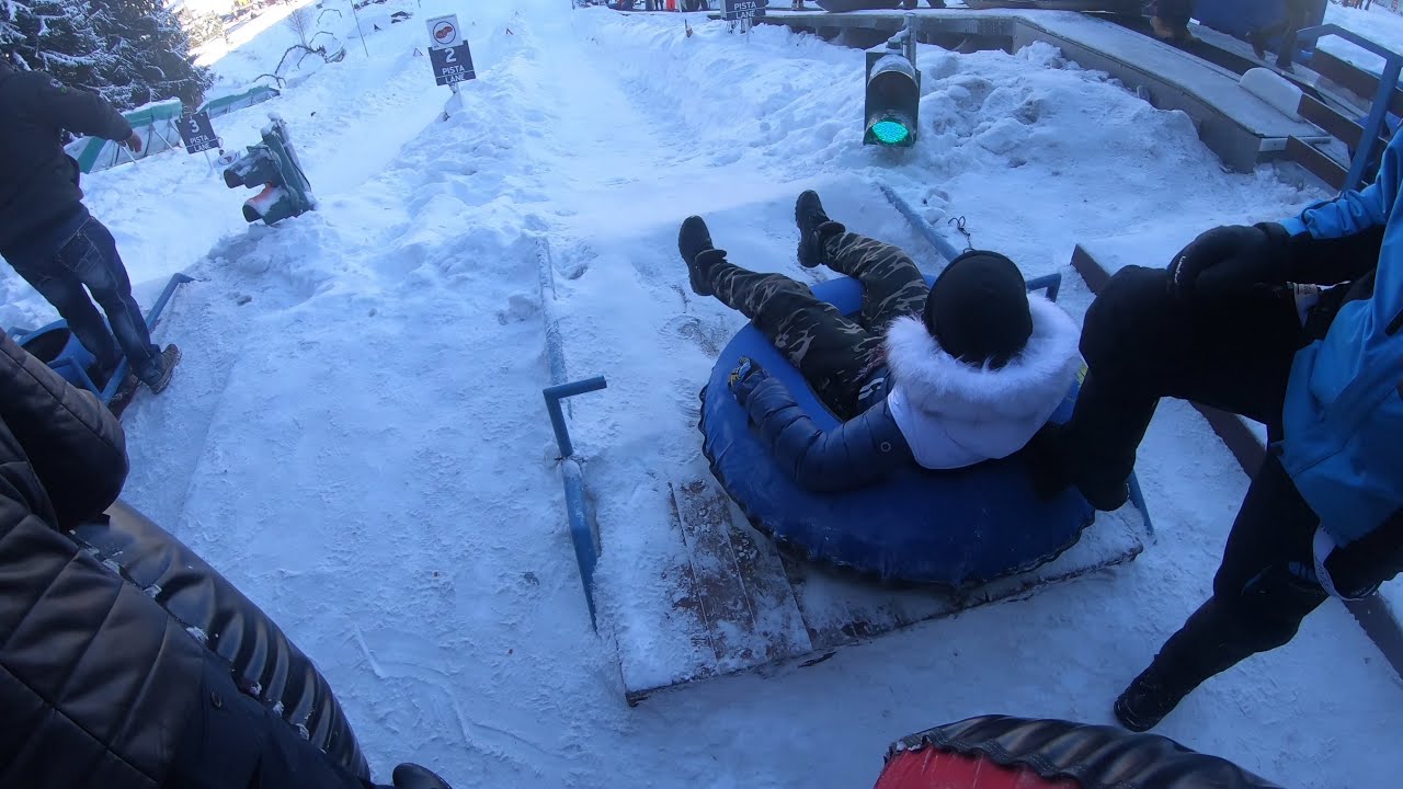 Amazing speed on Snow Slide - Snow Tubing Go Pro Hero 7 Black