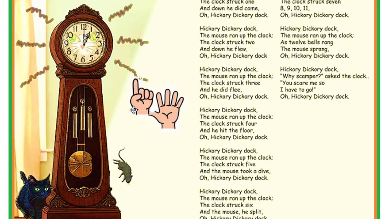 Nursery Rhyme - Hickory, Dickory, Dock - Loving2Read.com