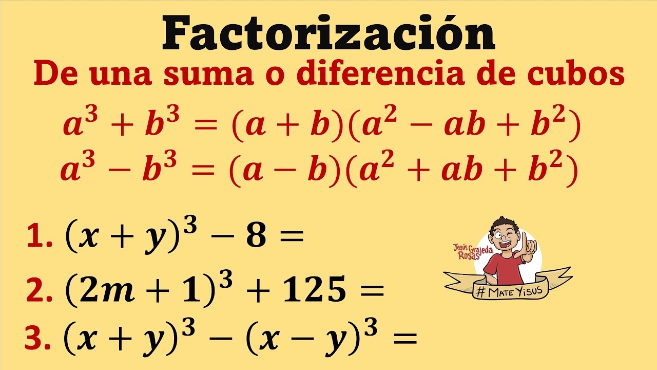 Factorización de una suma o diferencia de cubos. Casos especiales | Video 2 de 2.