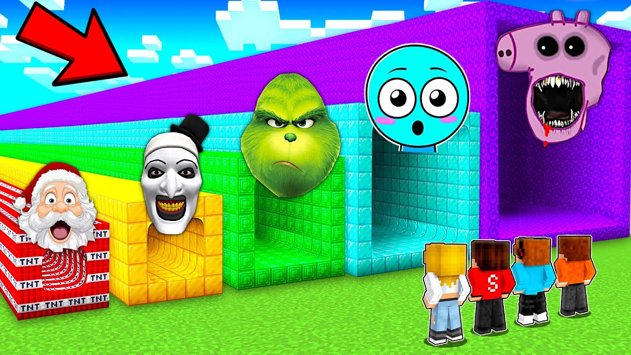 NIE WYBIERZ ZŁEGO TUNELU w Minecraft! GRINCH, MIKOŁAJ, SPRUNKI, KLAUN, PEPPA!