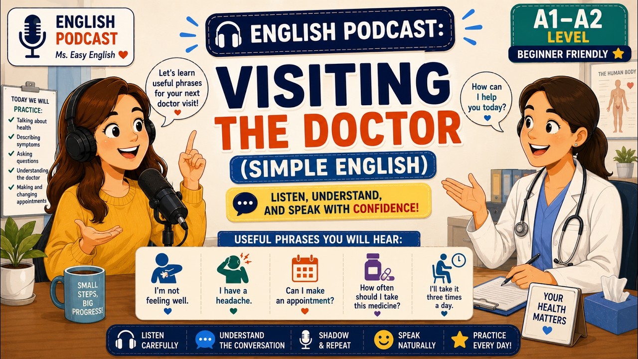 English Podcast: Visiting the Doctor (Simple English) | A1–A2 | Listening Practice