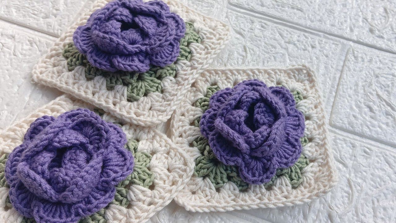 Rose Granny Square Crochet Tutorial | Easy & Beginner Friendly