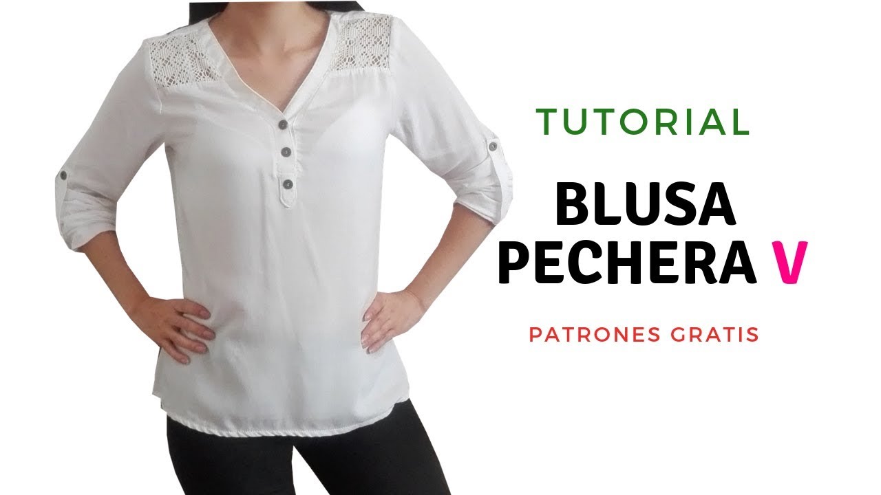 DIY Como hacer una BLUSA CON PECHERA V corte y confección