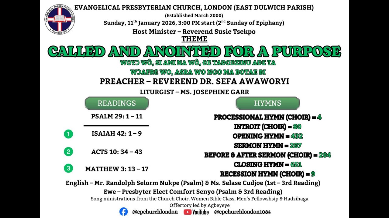 Sunday service 11th Januray 2026
