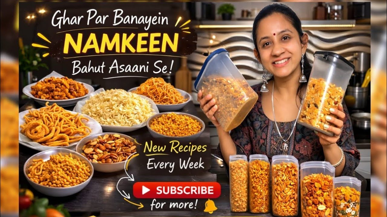 घर पर बनाई  अलग-अलग तरह की नमकीन 🍱 # एक बार बनाऐ और महीने भर तक खाएं  
