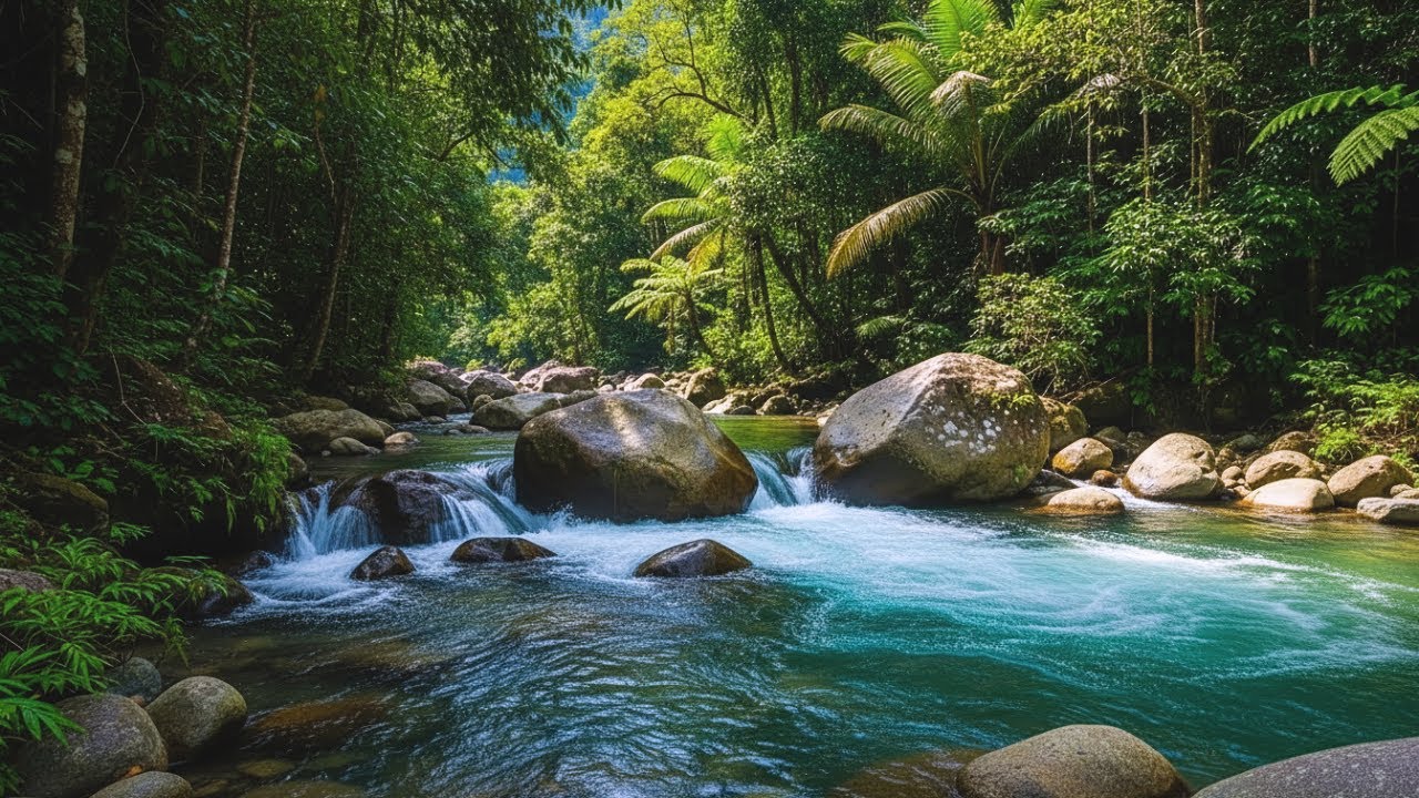 River Sounds with Birds Chirping, Soothing Forest Stream Ambience for Sleepand Meditation