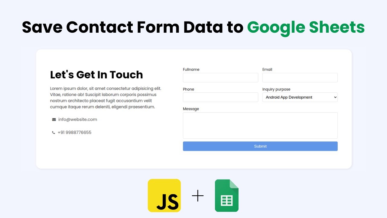 How to Save Form Data to Google Sheets | Contact Form to Google Sheets Integration Tutorial