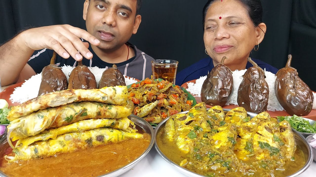 FOOD EATING SHOW , SMALL FISH FRY , FISH CURRY , EGG FRY WITH RICE MUKBANG ASMR