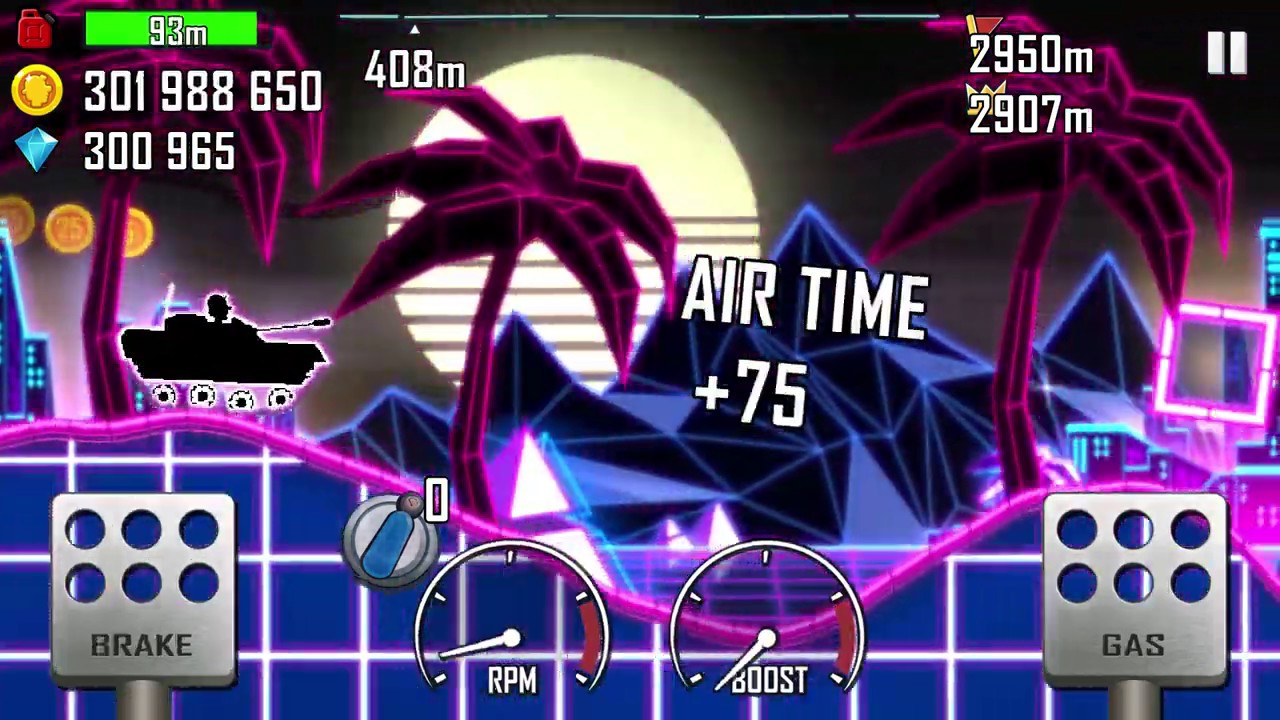 Hill Climb Racing \ Неон \ 3201 метр на Танке [HD]