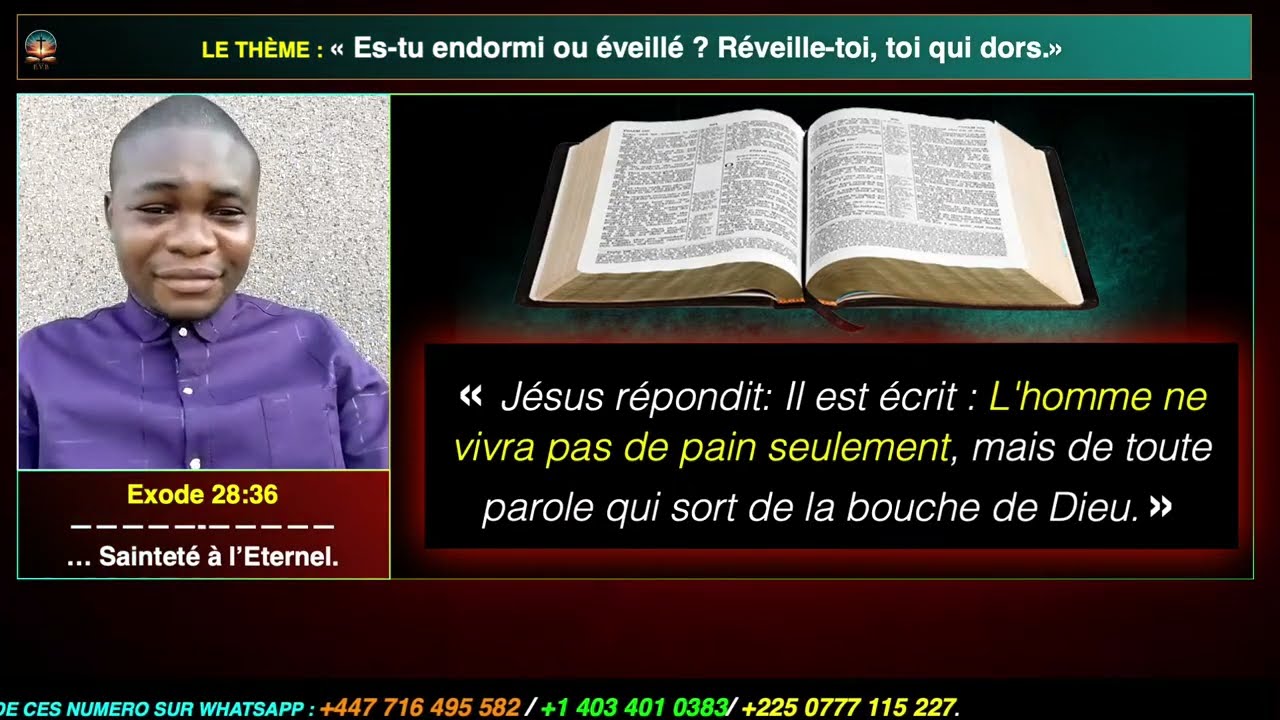 Culte №104 - Thème : Es-tu endormi ou éveillé ? Réveille-toi, toi qui dors.