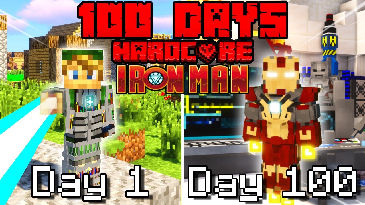 I Survived 100 Days As IRON MAN on HARDCORE Minecraft