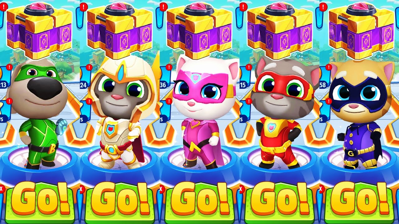 Talking Tom Hero Dash - Discover all the heroes - Randomly Unlock New Heroes All Bosses