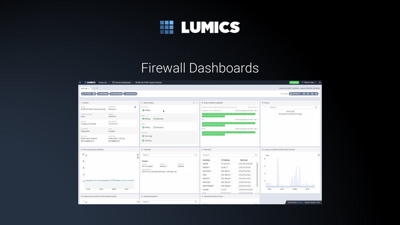 Lumics Firewall Dashboards and Widgets