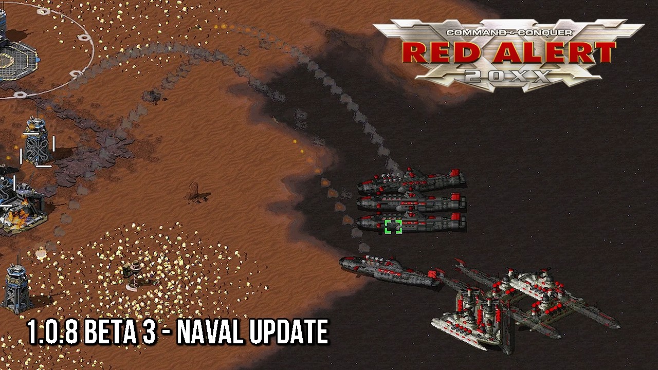 Red Alert 20XX 1.0.8 BETA 3 - 2 против 3, сложный ИИ, советский флот