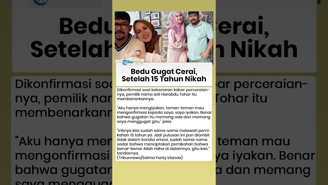 Bedu Gugat Cerai Istri Setelah 15 Tahun Nikah, Singgung Kebahagiaan Semu
