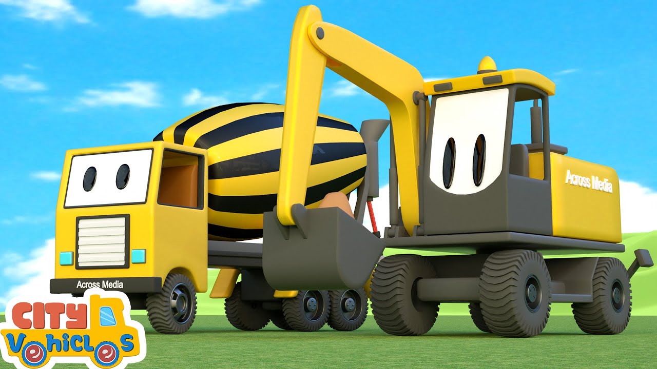 Super flat truck rescue dump truck which fall into river when fishing-Excavator,crane truck for kids