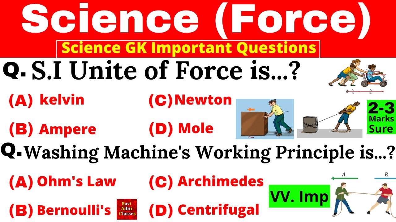 Force (Science) important questions | Science Gk in English | Force Gk Tricks | Science Quiz