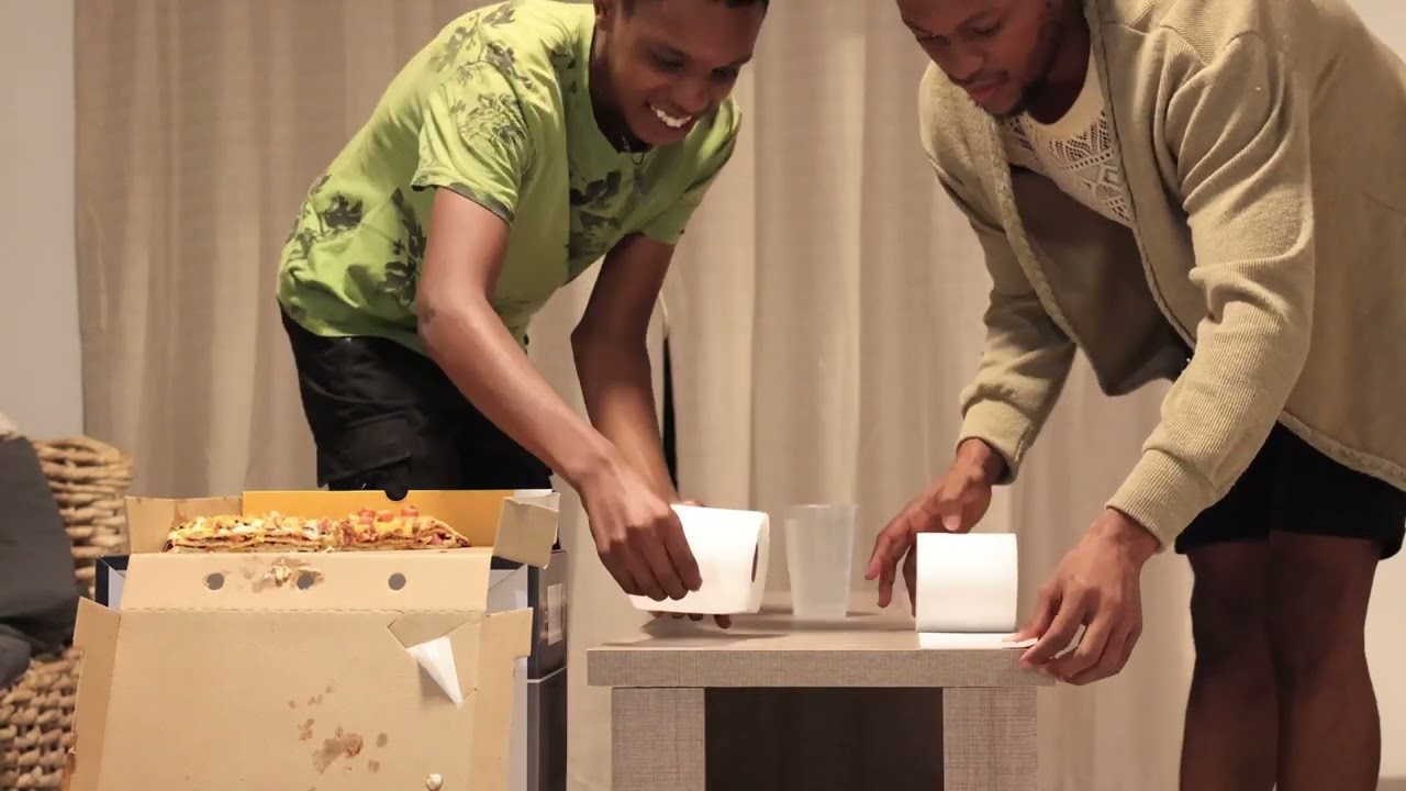 Chanos, Mrzux Figlan, Real Khumalo & Juice Playing pulling Tissue game