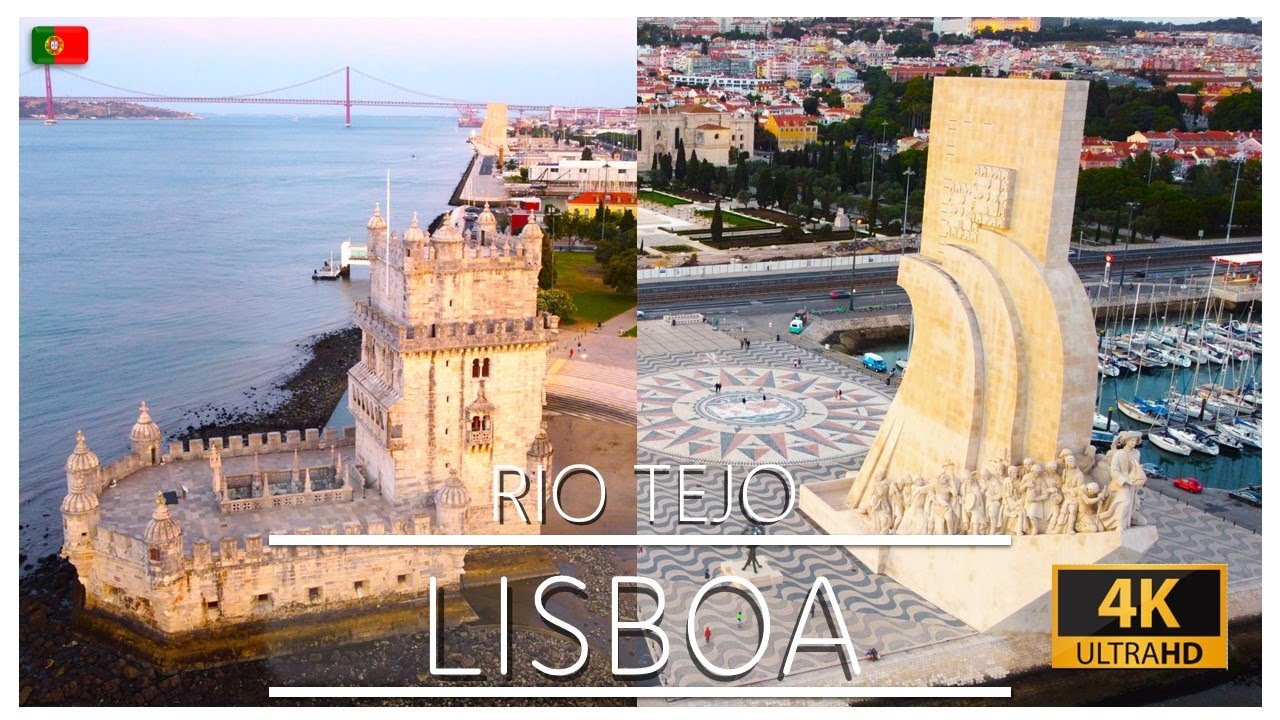Tejo River Drone Footage 4K - Lisbon Portugal
