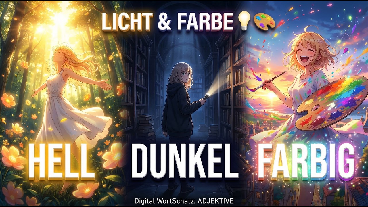 HELL, DUNKEL, FARBIG 🚀 | Digital WortSchatz: ADJEKTIVE (A1)
