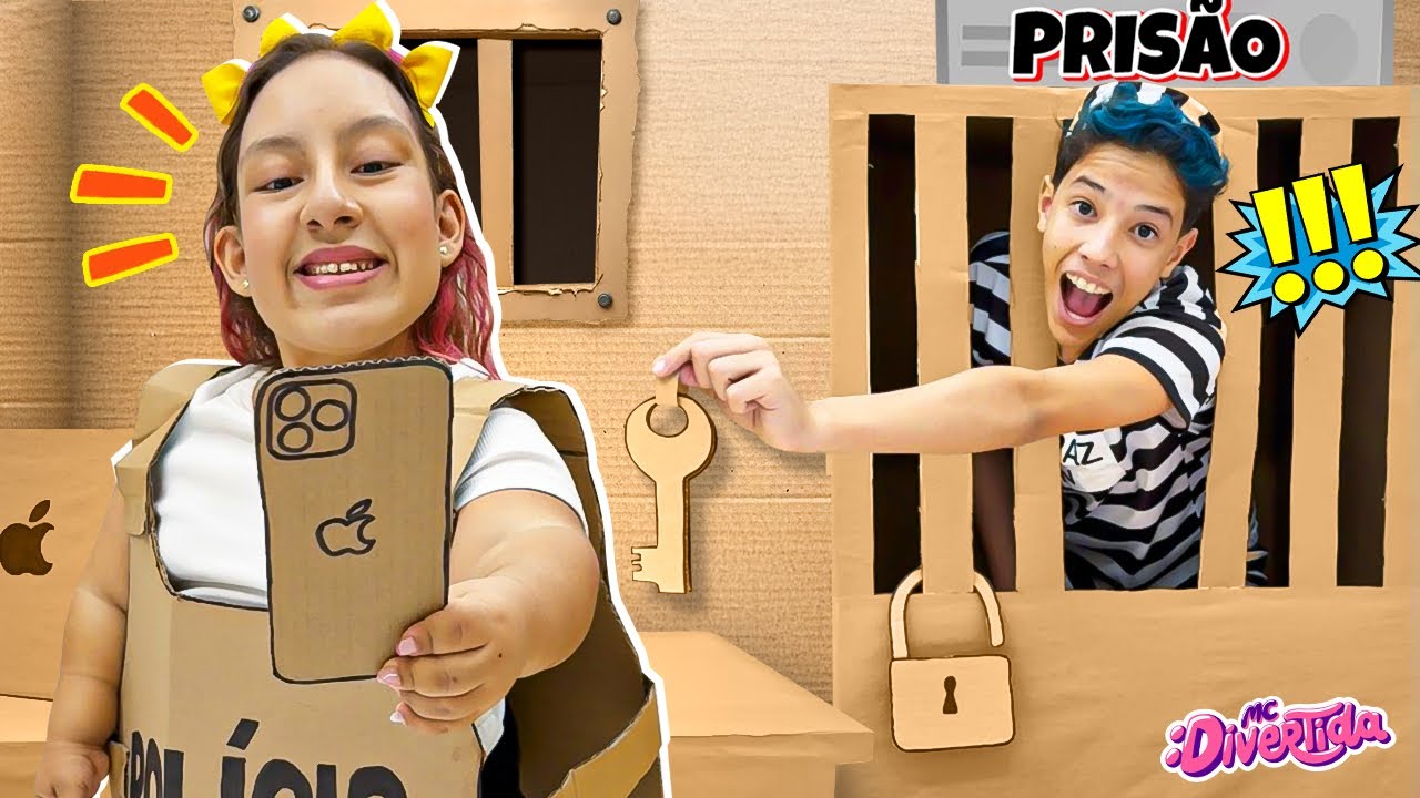 Policial MC Divertida Prende o Ladrão na Cadeia de Papelão | CARDBOARD PRISION CHALLENGE