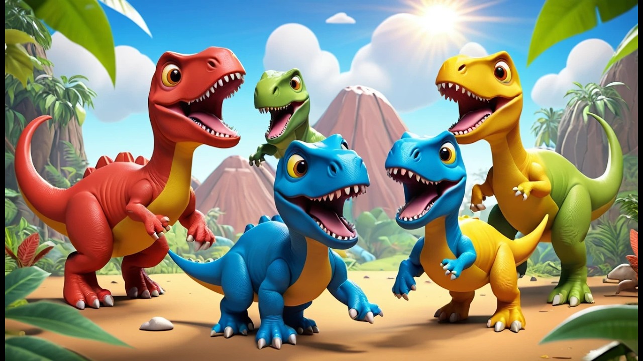 Four Little Toy Dinosaurs Stomp Stomp Stomp | Dinosaur Song & Counting Rhyme