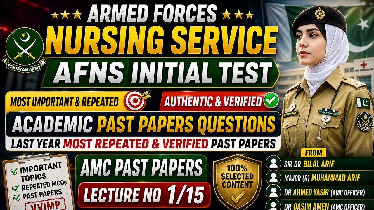 AFNS Initial Test Preparation 2026 | Top Repeated Academic Past Papers | AFNS AMC MCQs | Lecture 1