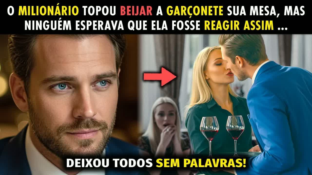 O MILIONÁRIO ACEITOU BEIJAR A PRIMEIRA GARÇONETE QUE PASSASSE, MAS NINGUÉM ESPERAVA O QUE ELA FARIA.