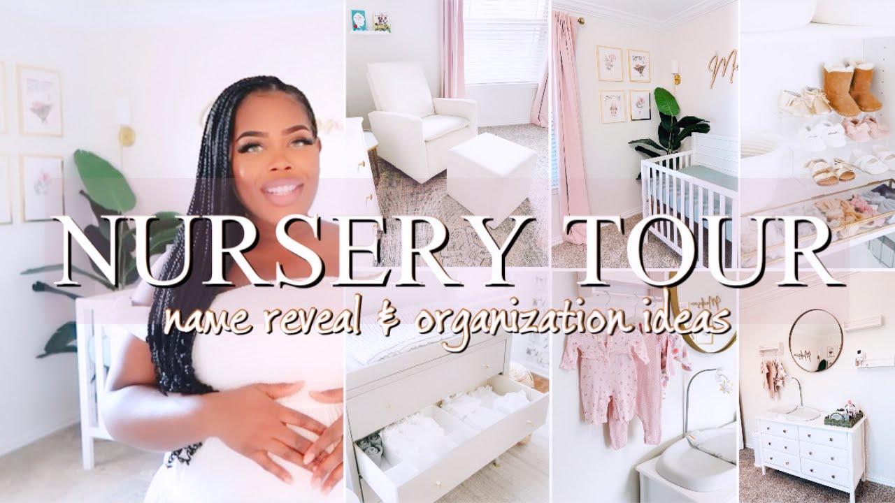 BABY GIRL NURSERY TOUR & NAME REVEAL!! | Cozy, Feminine Decor & Organization Ideas | Room Makeover