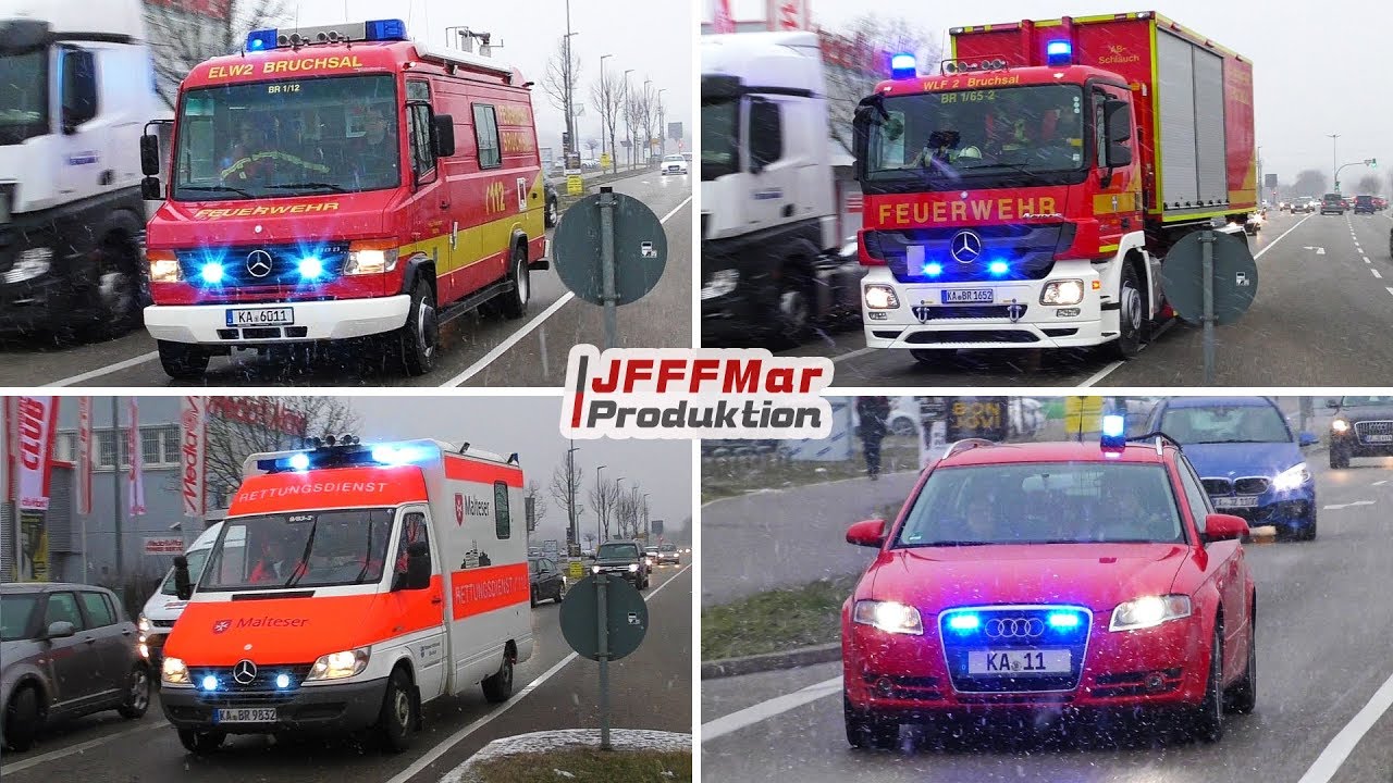Einsatzfahrten Brandeinsatz Gewerbegebiet Bruchsal