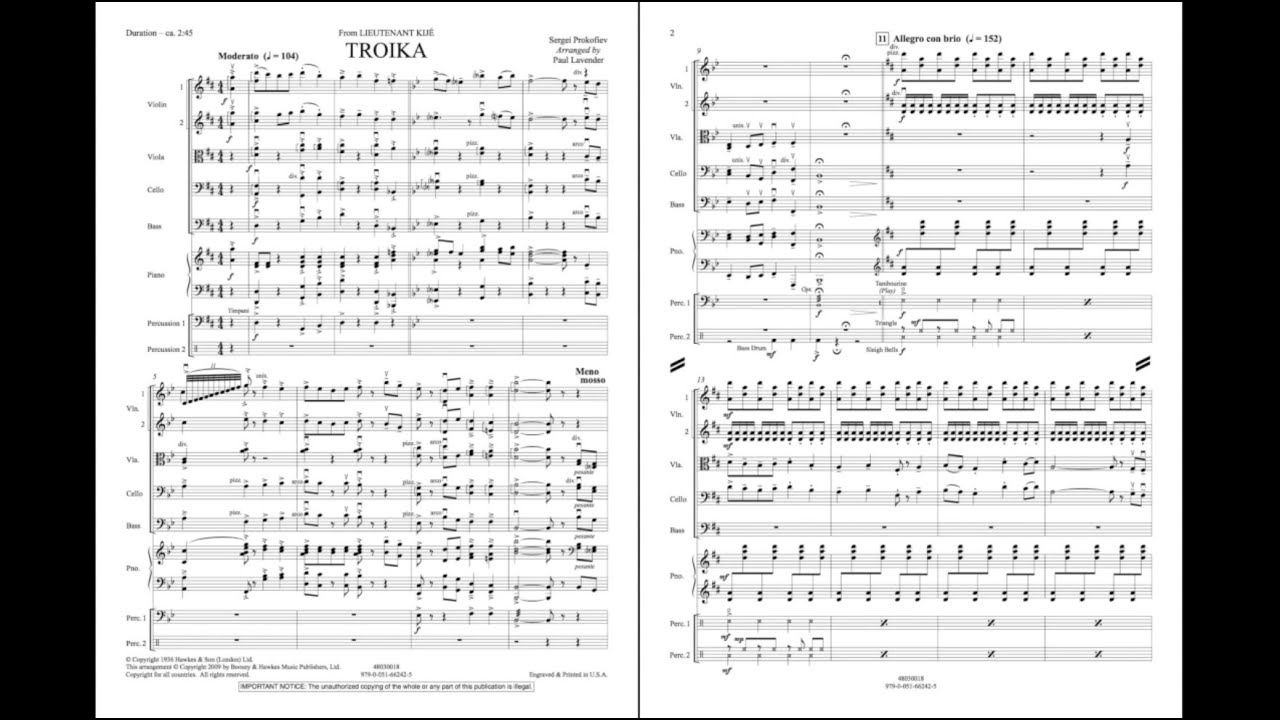 Troika (from Lieutenant Kijé) by Prokofiev/arr. Lavender